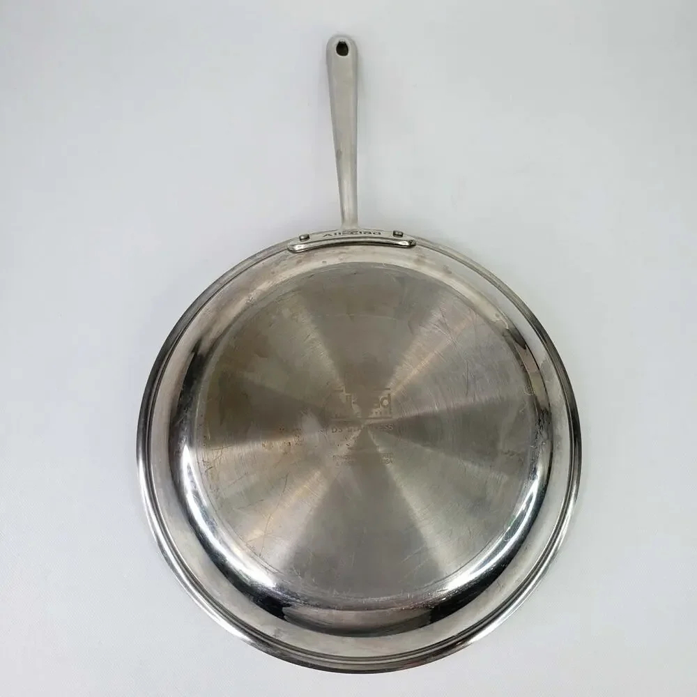 All-Clad 12-Inch D3 Stainless Steel Fry Pan Induction Ready Skillet W/Lid USED
